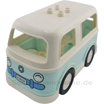Lego Duplo Bus Wohnwagen Wohnmobil Weiß mit Blumen 