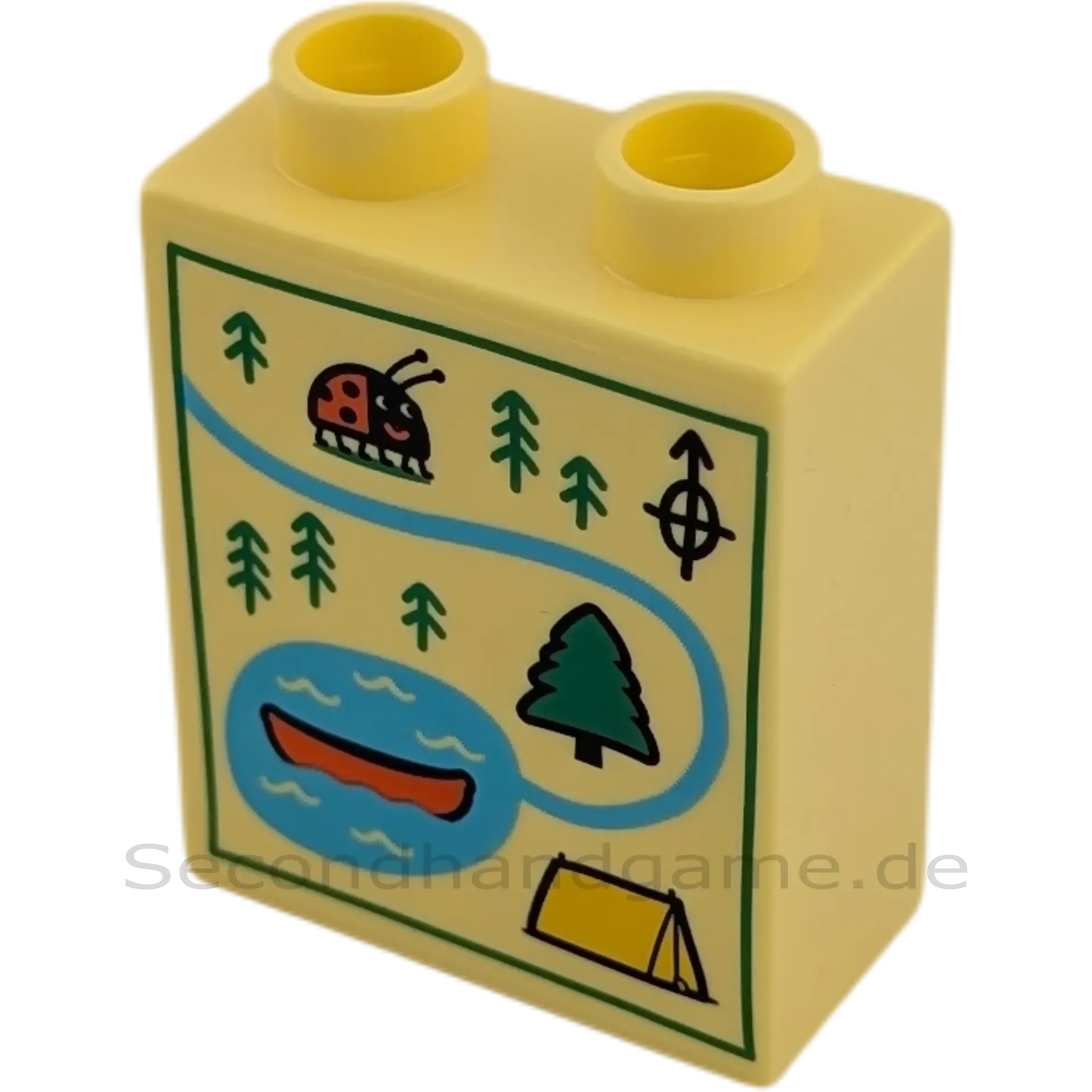 Lego Duplo 4066 Stein 1x2x2 Gelb Schatzkarte Landkarte Campingplatz