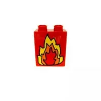 Lego Duplo  1x2 Stein Rot Feuer 4066