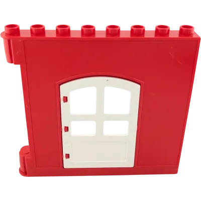 Lego Duplo Hauswand Rot mit weißer Tür Rund