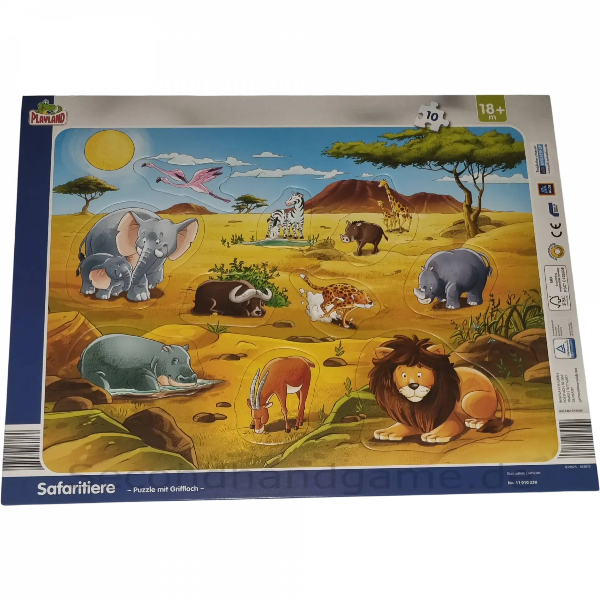 Playland Rahmenpuzzle Grifflochpuzzle Safaritiere ab 18 Monate