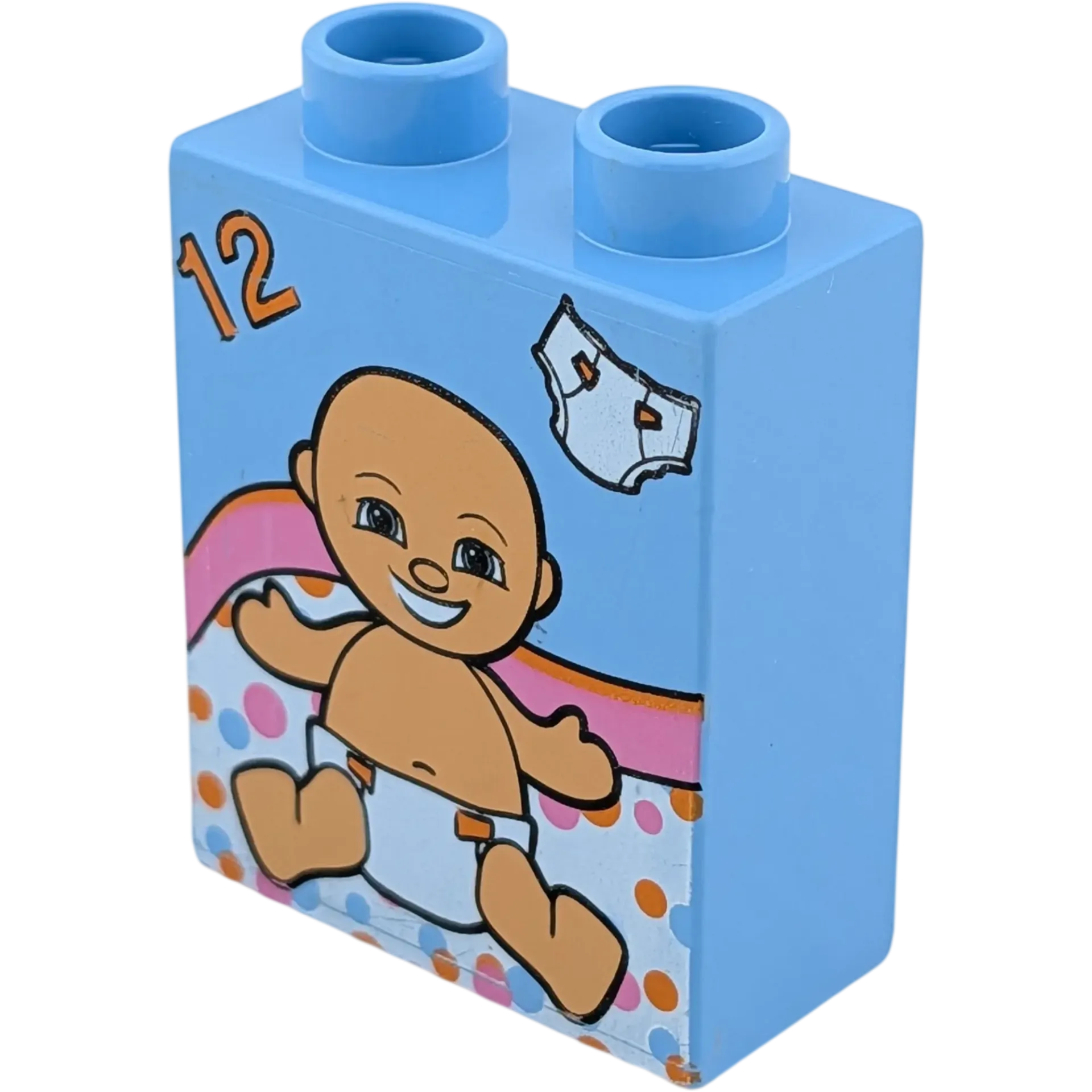 Lego Duplo 4066 Stein 1x2x2 Hellblau mit Baby und Windeln Zahl 12