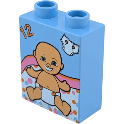 Lego Duplo 4066 Stein 1x2x2 Hellblau mit Baby und Windeln Zahl 12