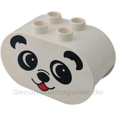 Lego Duplo Stein 2x4x2 abgerundet 6448 Weiß mit Panda Gesicht B-Ware