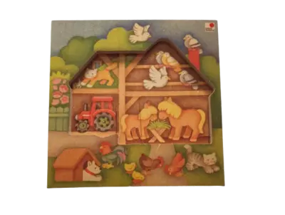 Selecta Holzpuzzle Bauernhof wer wohnt wo?