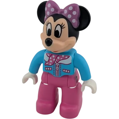 Lego Duplo 47X5 Disney Minnie Mouse mit Schleife blaue Jacke pinkes Halstuch pinke Hose Rückseite