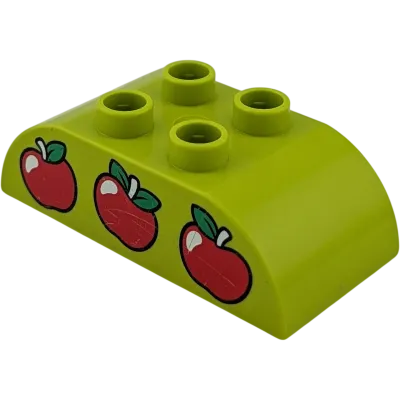 Lego Duplo 2x4 Dachstein 98223 Lime mit Drei Äpfeln