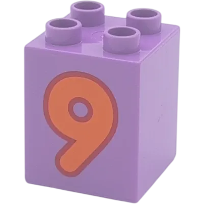 Lego Duplo 2x2x2 Stein Mittellila Zahl Neun