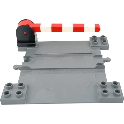 Lego Duplo Schiene Bahnübergang Dunkelgrau Schranke Schwarz Rot Weiß