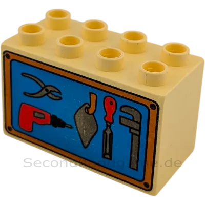 Lego Duplo 2x4x2 Doppelstein 31111 Hellgelb mit Werkzeug Akkuschrauber Zange Spachtel ...