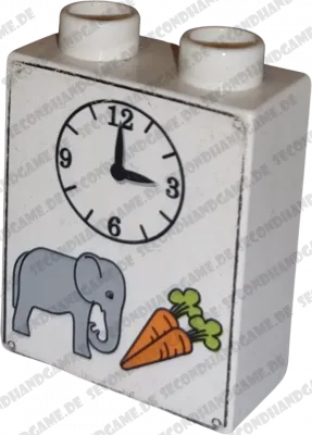 Lego Duplo 4066 Stein 1x2x2 Weiß Elefant Möhre Uhr
