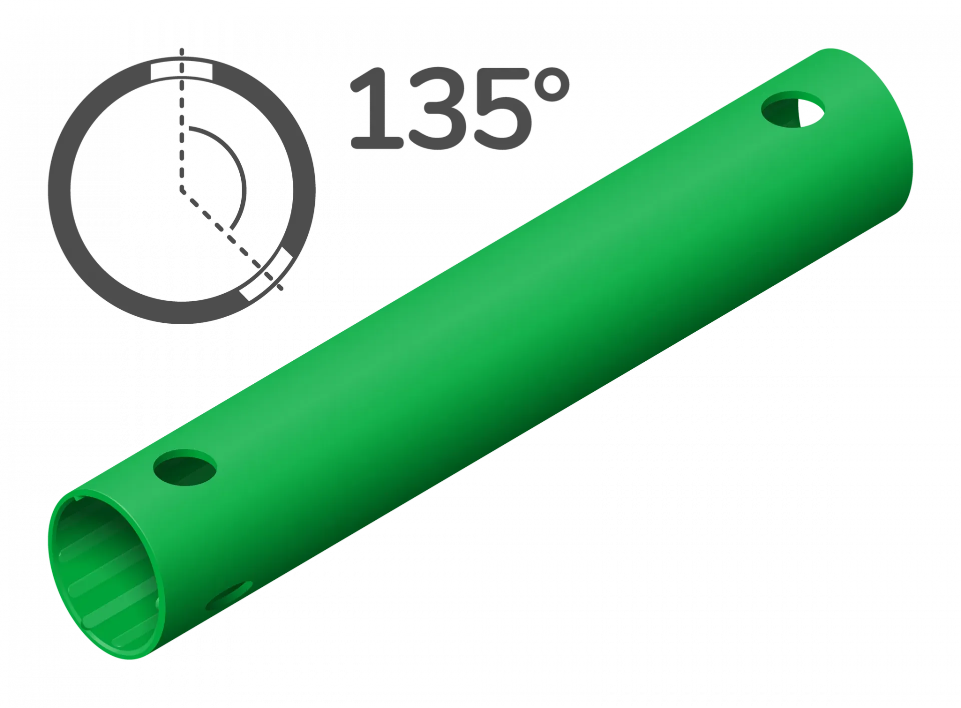 QUADRO Rohr 35 cm 135° 3 Löcher Spezialrohr 40533 Grün 35cm