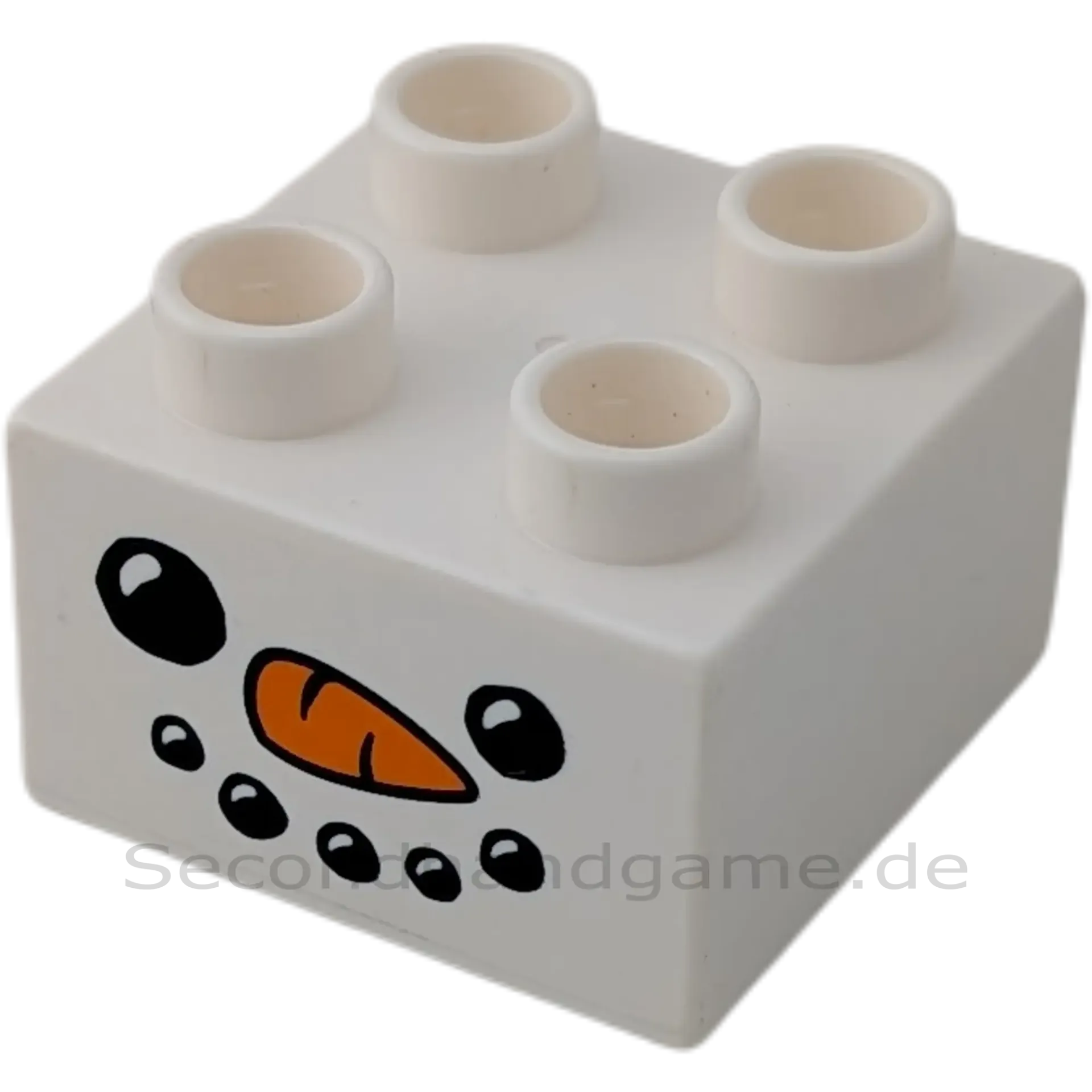 Lego Duplo 2x2 Stein Weiß mit Schneemanngesicht 3437