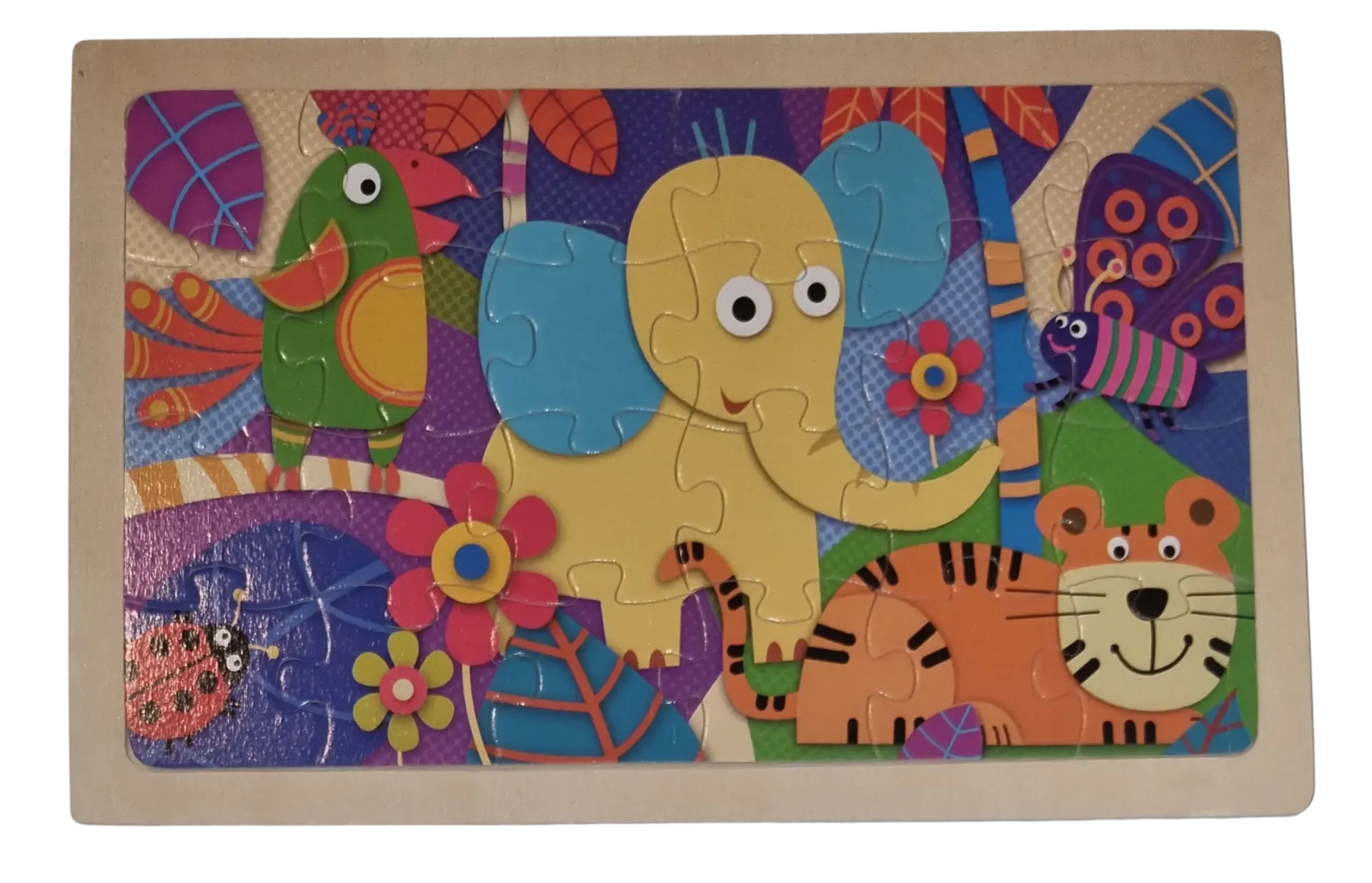 Holzpuzzle 24 Teile Elefant Tiger & Co