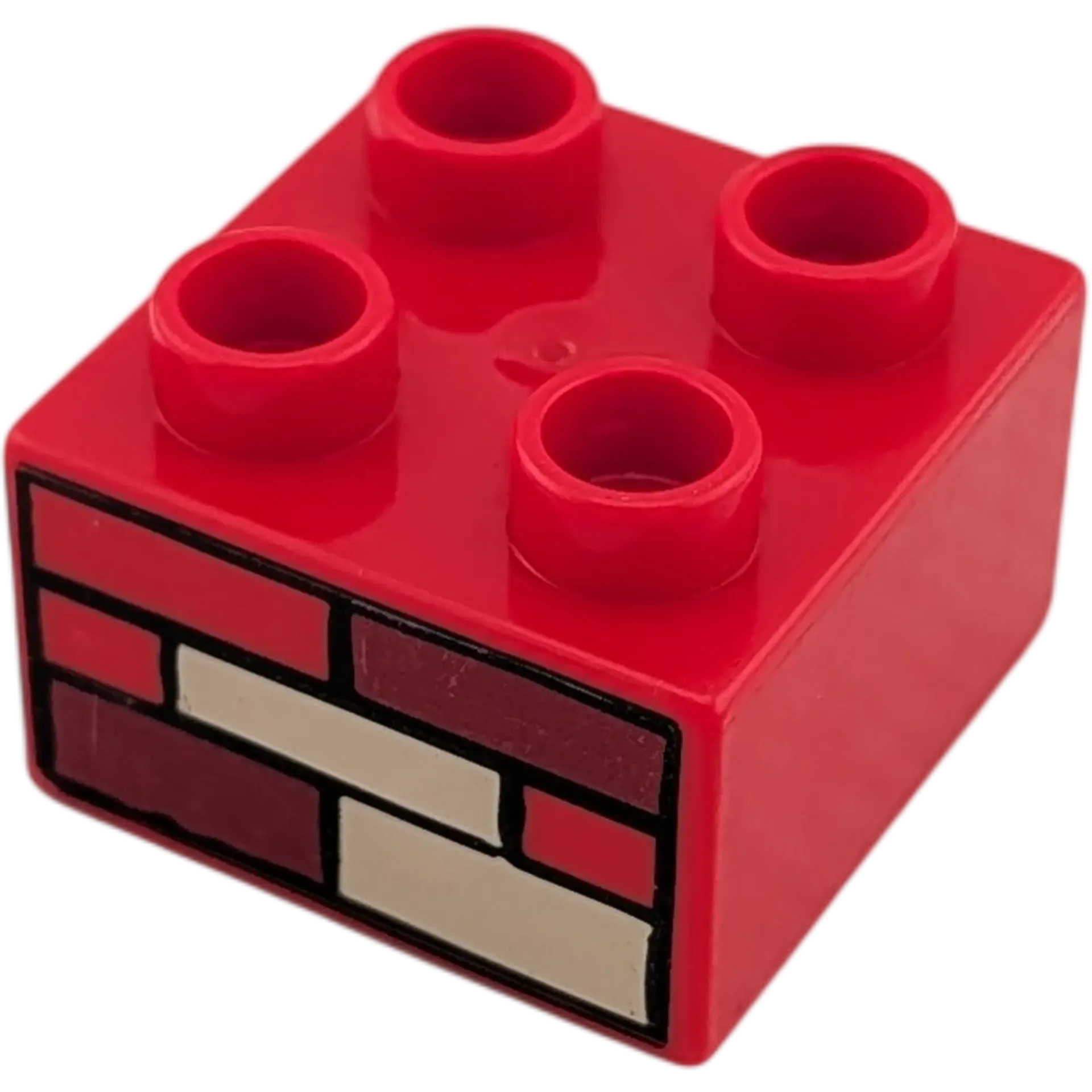 Lego Duplo 2x2 Stein 3437 Rot Bedruckt mit Mauer