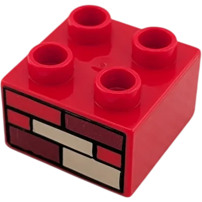 Lego Duplo 2x2 Stein 3437 Rot Bedruckt mit Mauer