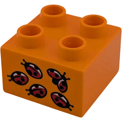 Lego Duplo 2x2 Stein Orange mit fünf Marienkäfern