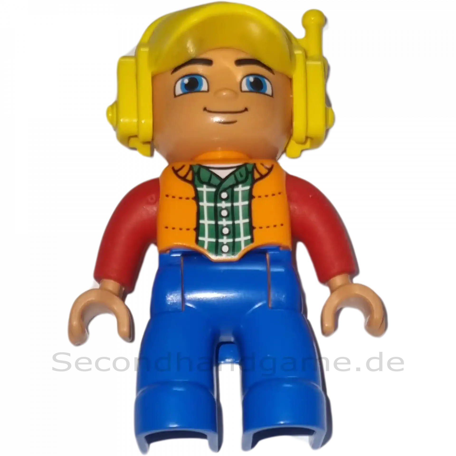 Lego Duplo Figur 732H7 Mann mit orangener Weste Headset blaue Hose