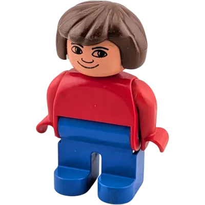 Lego Duplo Figur Frau 47394 braune Haare rotes Oberteil blaue Hose
