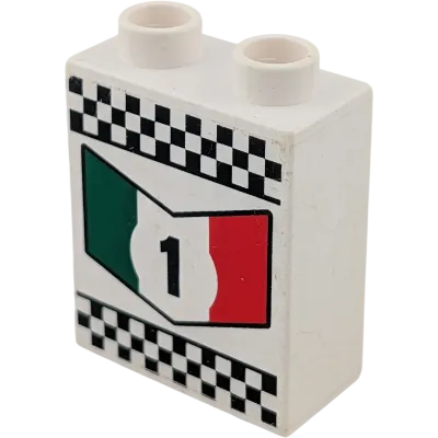 Lego Duplo 4066 Stein 1x2x2 Weiß mit Aufdruck Zahl 1 Italien