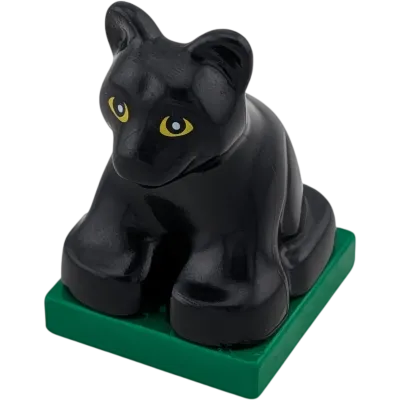 Lego Duplo Schwarzer Tiger auf dunkelgrüner Platte 2334