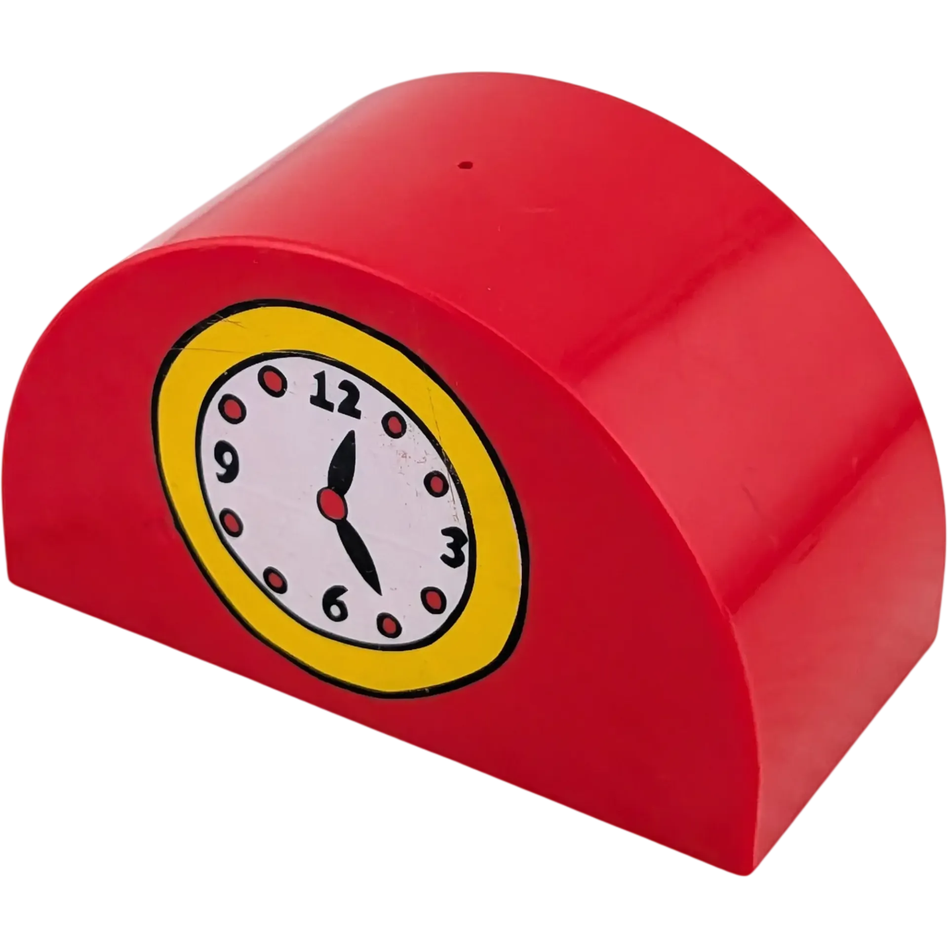 Lego Duplo Stein Rot 2x4 Halbkreis, bedruckt mit Uhr