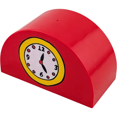 Lego Duplo Stein Rot 2x4 Halbkreis, bedruckt mit Uhr
