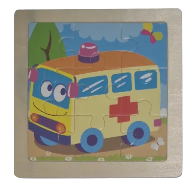 Holzpuzzle 9 Teile Krankenwagen Bus