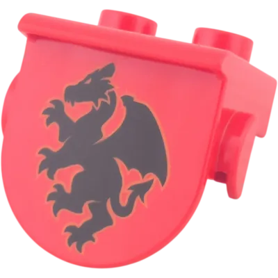 Lego Duplo 1x2 Rot mit Drache Schwarz Gelb Rittersymbol