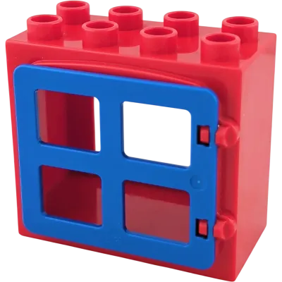 Lego Duplo 61649 Fensterrahmen Rot 2x4 mit vier kleinen Fenstern Dunkelblau