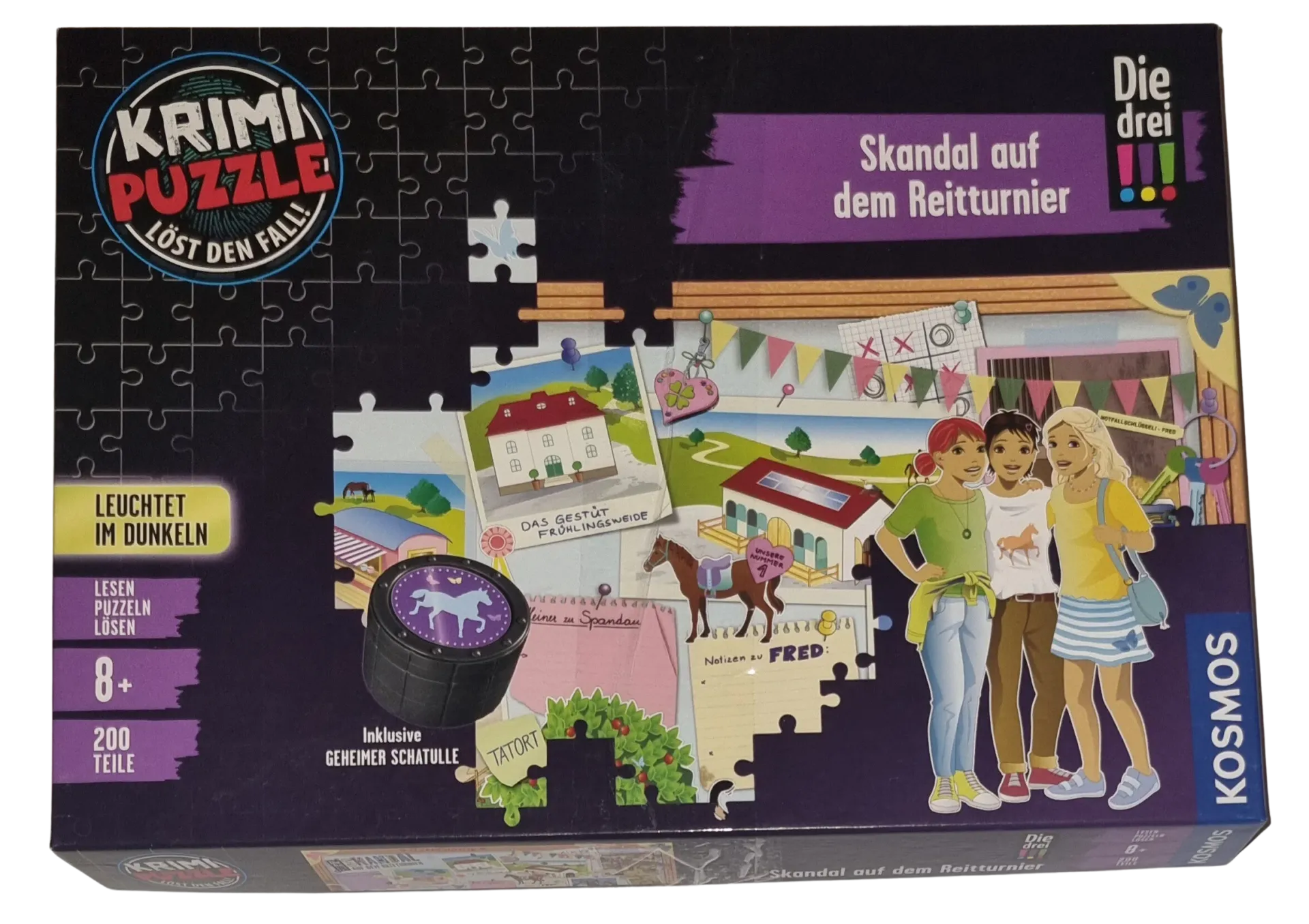 Kosmos Krimi Puzzle die drei !!! Skandal auf dem Reittunier 200 Teile
