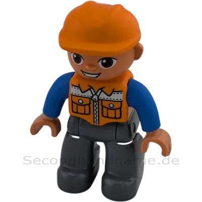 Lego Duplo Figur Mann 47394 Bauarbeiter mit orangener Weste Graue Hose