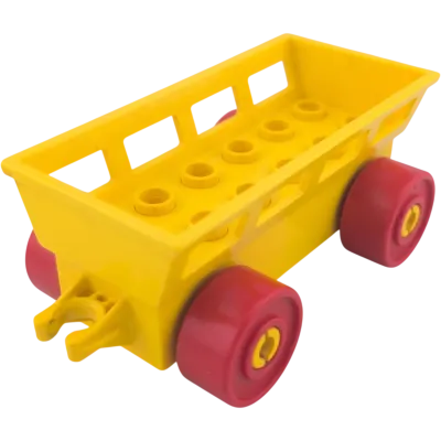 Lego Duplo Eisenbahn Güteranhänger Gelb mit roten Rädern