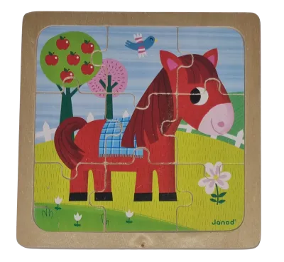Janod Holzpuzzle 9 Teile Pferd