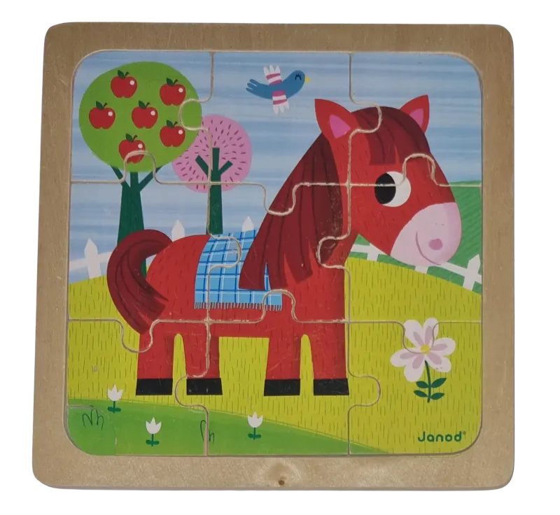 Janod Holzpuzzle 9 Teile Pferd