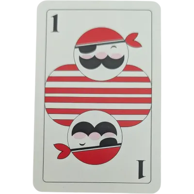 Piratenspiel Ersatzkarte Spielkarten Karte Weiß mit Pirat Rot Schwarz