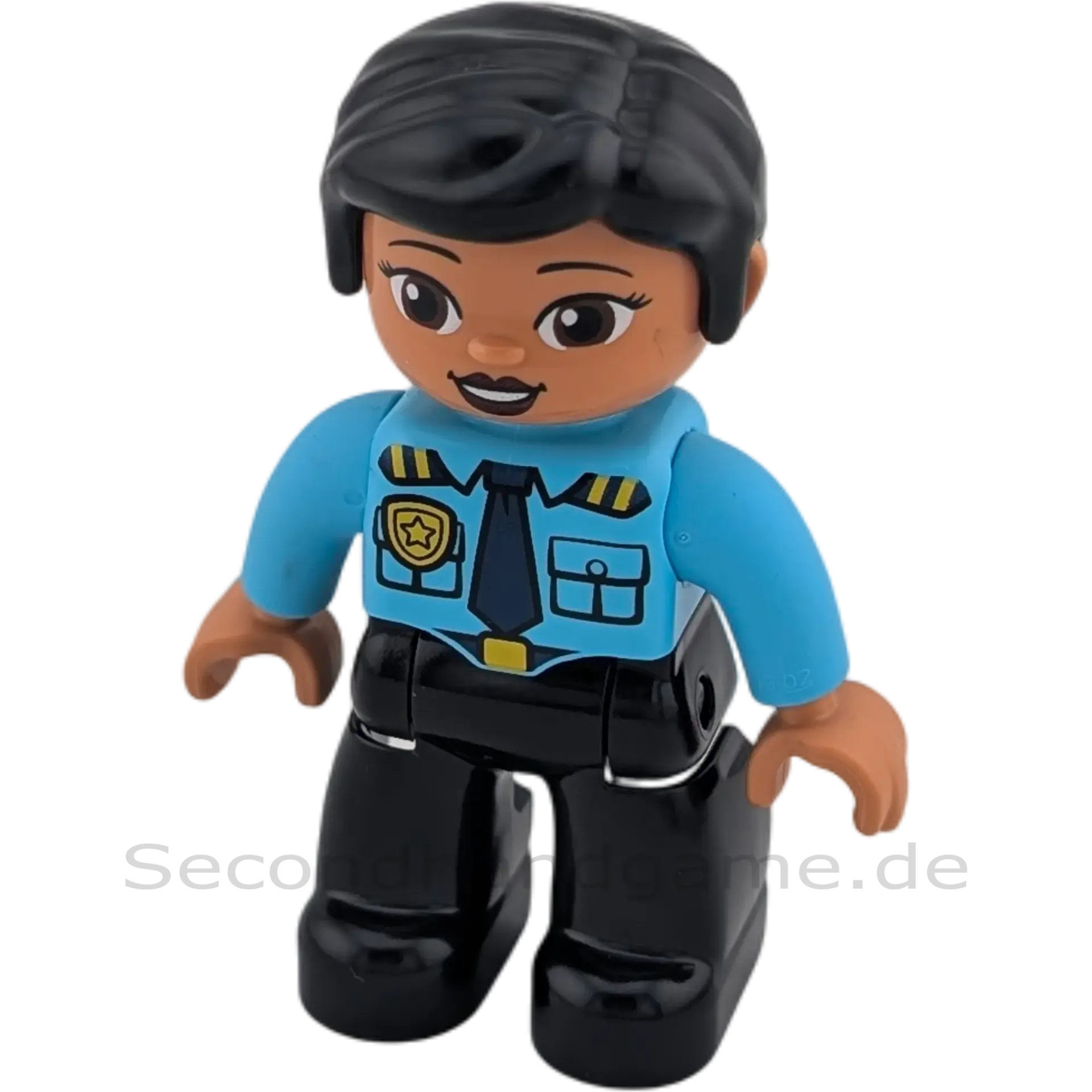 Lego Duplo 521H0 Polizistin mit goldenen Stern, schwarze Haare Zopf Dutt