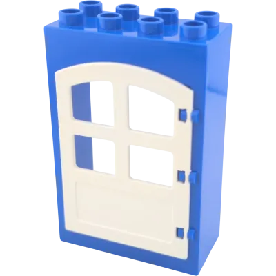 Lego Duplo 2x4 Hauswand Dunkelblau mit Tür Weiß gebogen