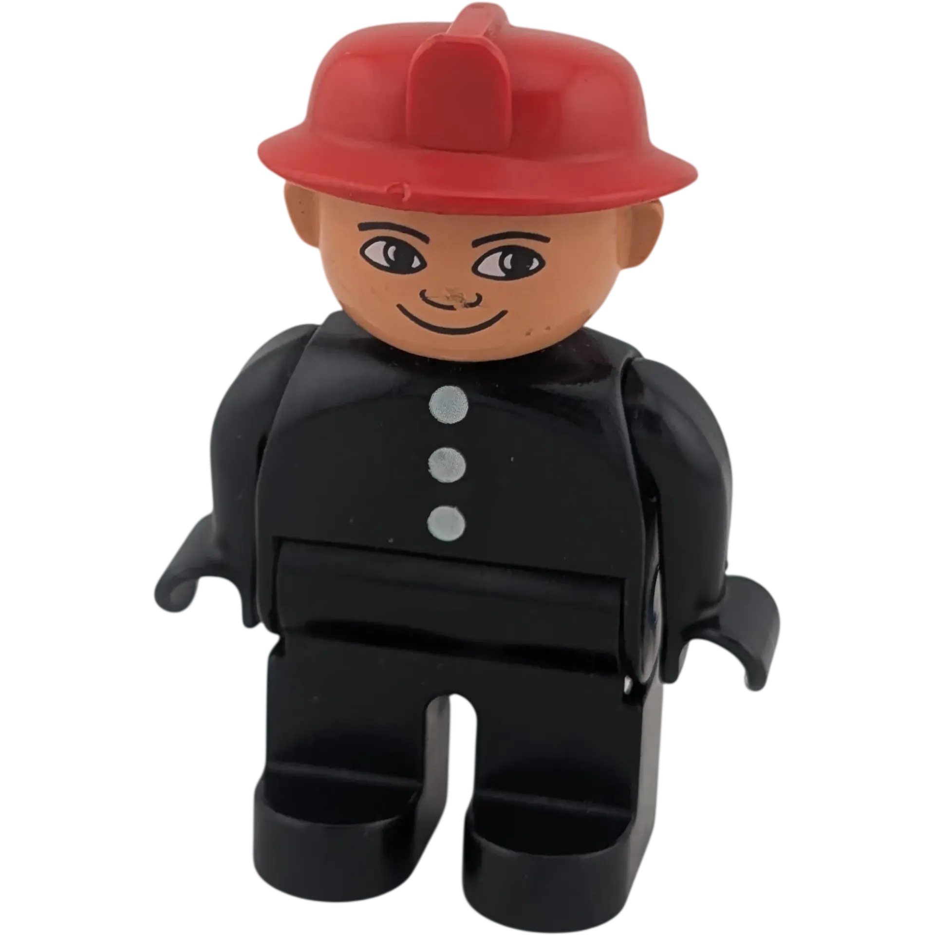 Lego Duplo Figur Feuerwehrmann Brandmeister roter Helm 3 Knöpfe