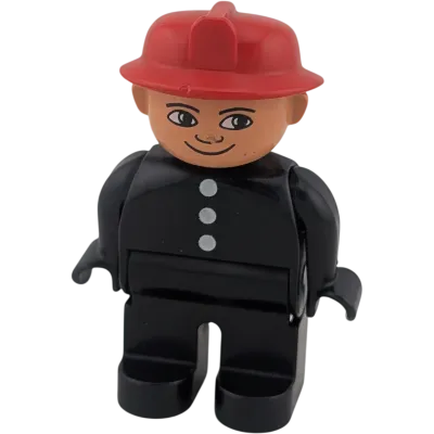 Lego Duplo Figur Feuerwehrmann Brandmeister roter Helm 3 Knöpfe