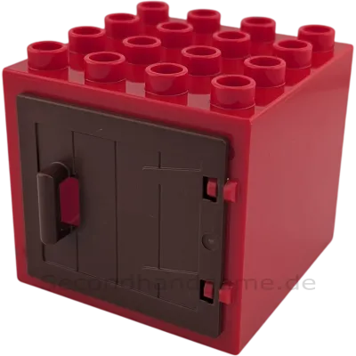 Lego Duplo 4x4 Fenster Rot mit brauner Tür