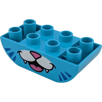 Lego Duplo 98224 Dachstein 2x4 Abgerundet Azur mit Katzengesicht