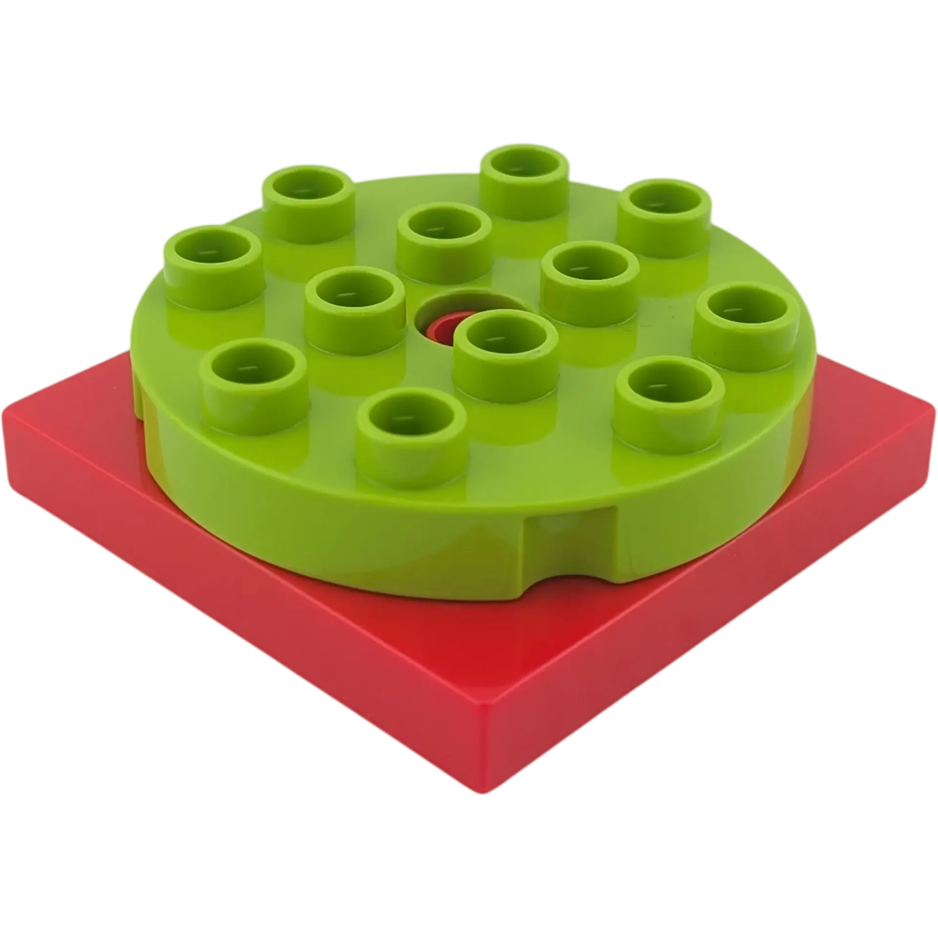 Lego Duplo Toolo Drehplatte / Drehscheibe 4x4 – Rot / Lime (Teile-Nr. 6297) mit Schraube