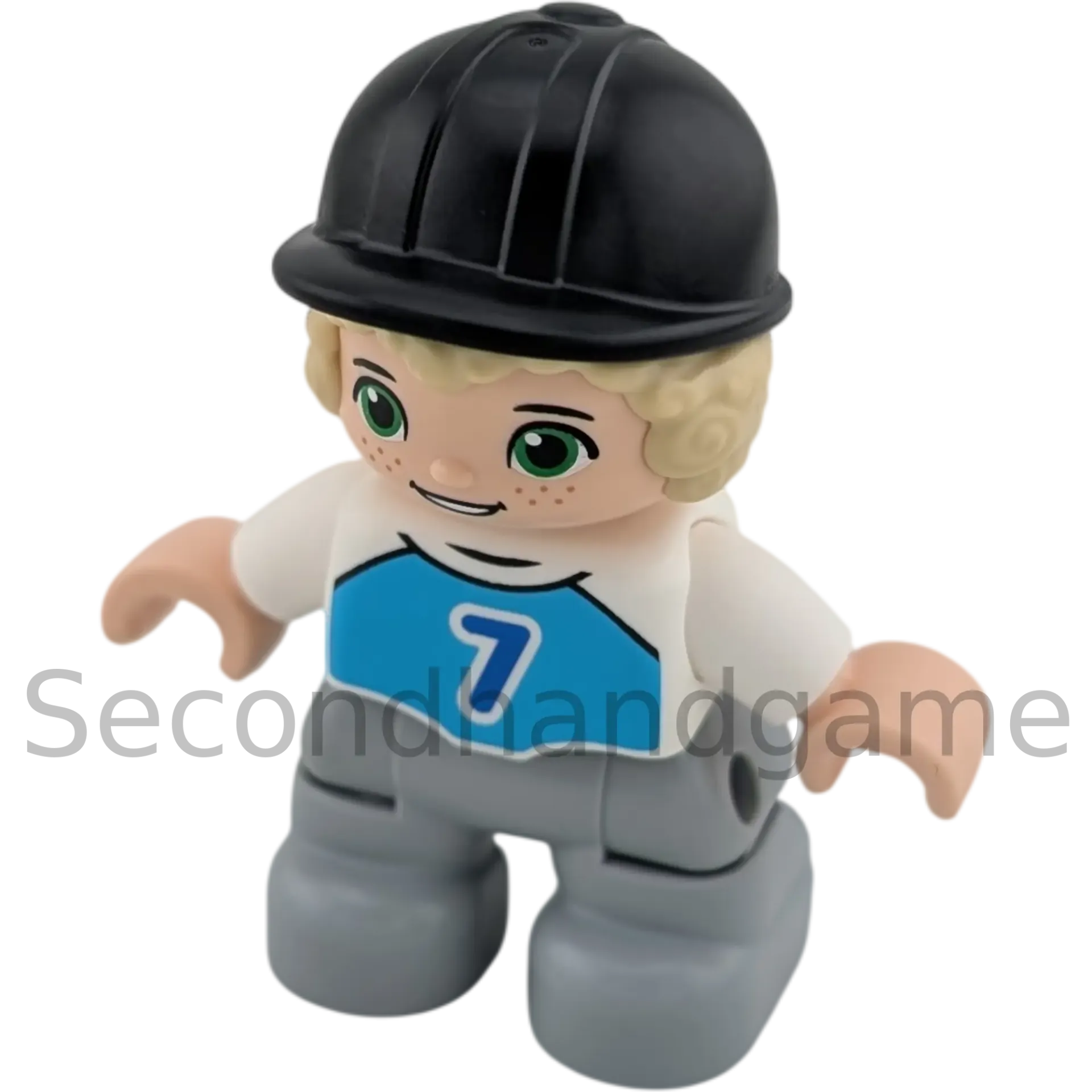 Lego Duplo Junge 317H4 blonde Locken Sommersprossen T-Shirt mit Zahl Sieben