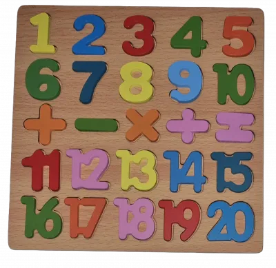 Holzpuzzle Zahlen und Rechnen bis 20, 25 Teile