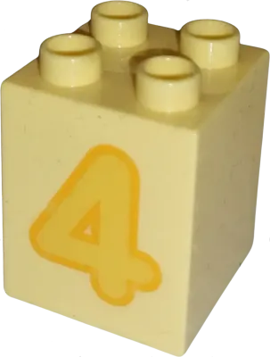 Lego Duplo 2x2x2 Stein Hellgelb Zahl Vier