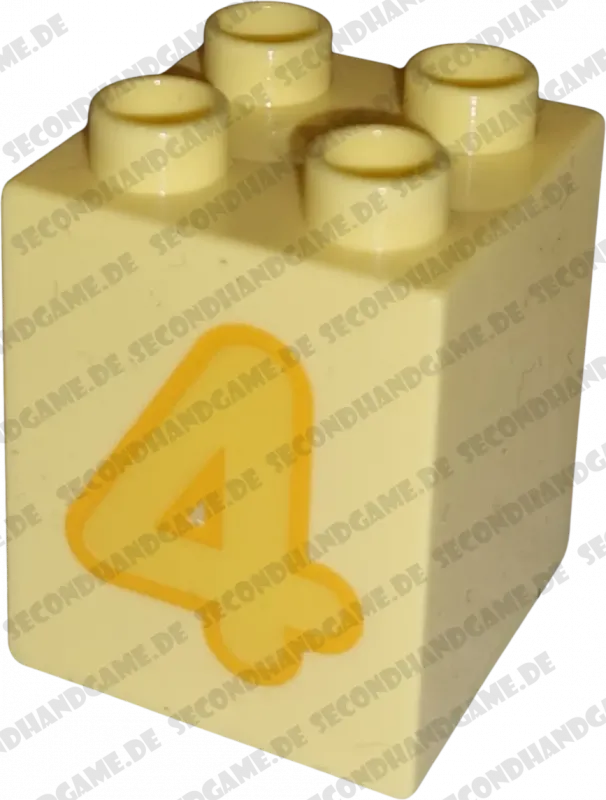 Lego Duplo 2x2x2 Stein Hellgelb Zahl Vier