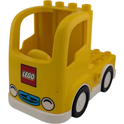 Lego Duplo Lastwagen Gelb mit Hase und Lego Logo Weißes Unterteil
