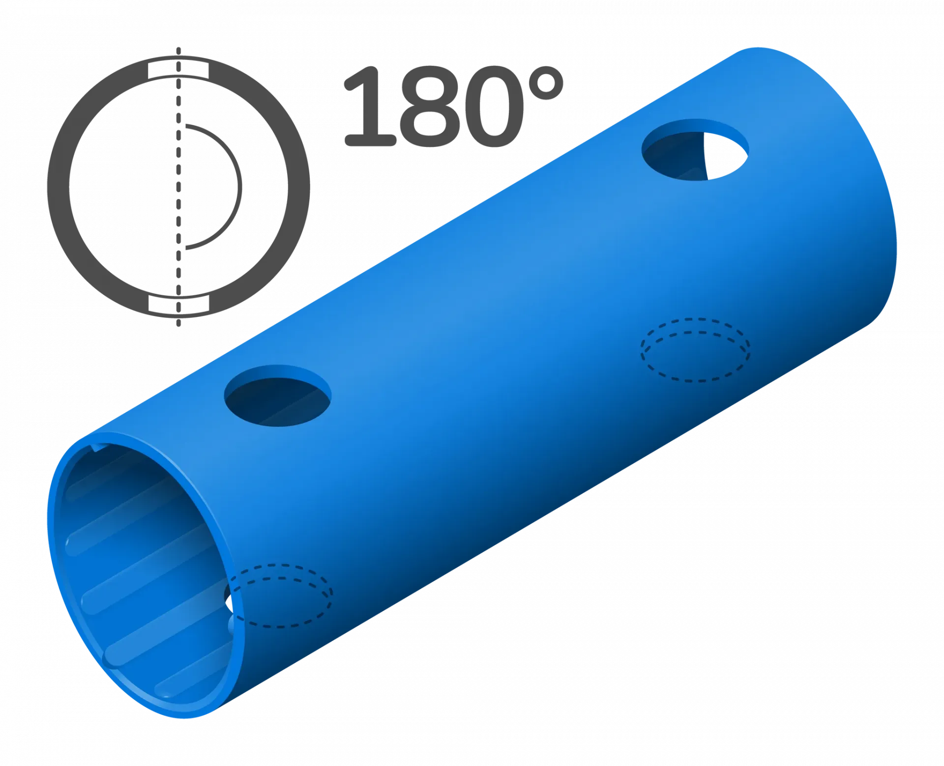 QUADRO Rohr 15cm 180° (4 Löcher) Spezialrohr