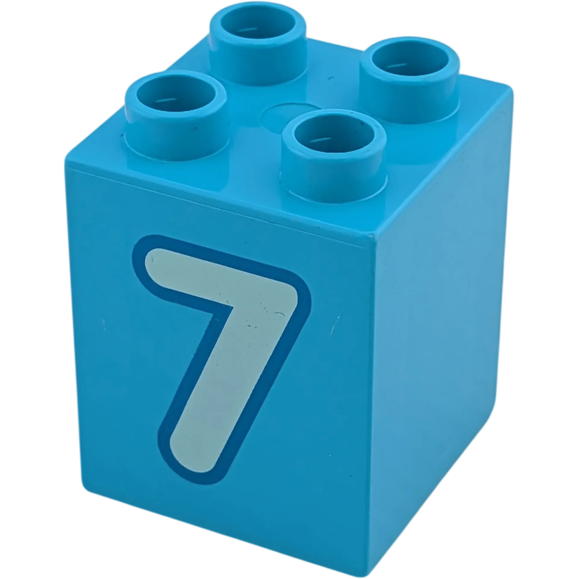 Lego Duplo 2x2x2 Stein Hellblau Zahl Sieben Weiß
